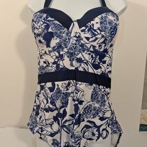 Navy Floral Women Swim One Piece